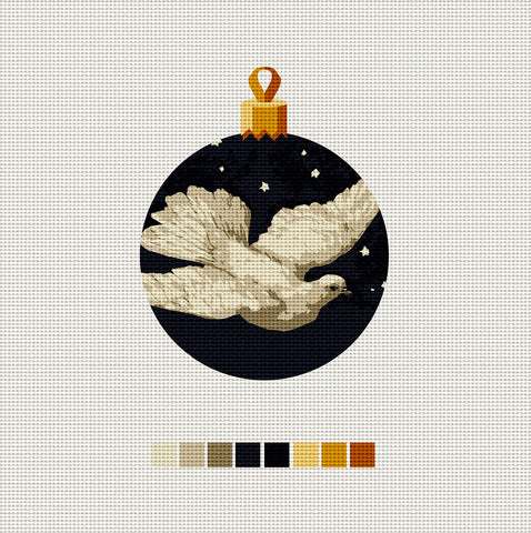 Dove, Needlepoint Christmas Ornament