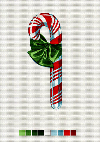 Red Candy Cane, Needlepoint Christmas Ornament