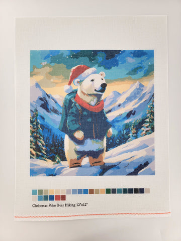 Christmas Polar Bear Hiking, Canvas