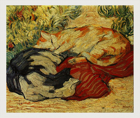 Cats on a Red Cloth, Franz Marc