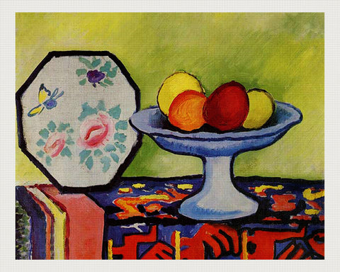 Still Life With Bowl of Apples and Japanese Fan, August Macke