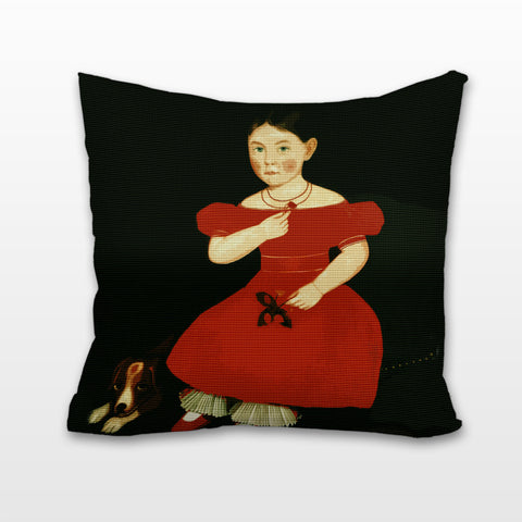 Girl in a Red Dress, Cushion, Pillow
