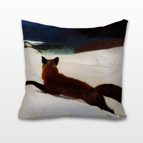 Fox in Snow, Cushion, Pillow