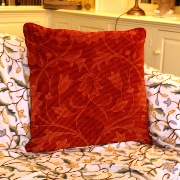 Little Flower Carpet Design in Red. Needlepoint Cushion, Pillow