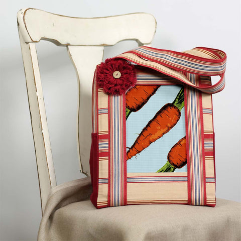 Farmers Market Bag, ft. Colorful Carrots Needlepoint Canvas.